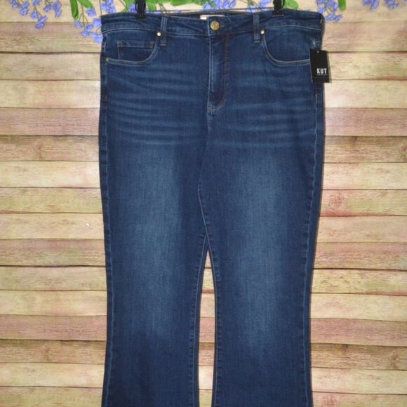 NWT Kut From The Kloth Flare Blue Jeans Size 16 High Rise Ana Fab AB Stretch - Picture 1 of 12
